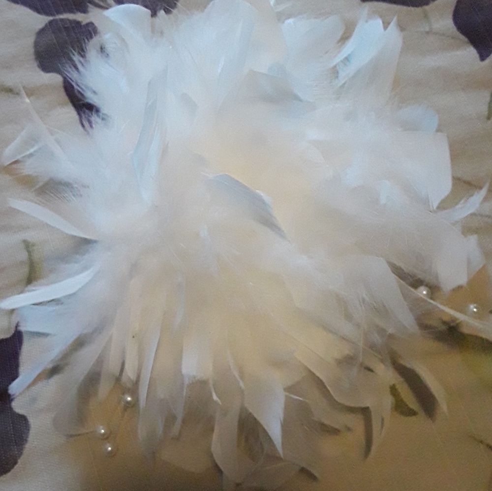 Feather and pearl hair accessory